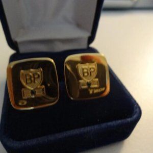 BP 14K cufflinks set with Emeralds, attachment 10k gold plated